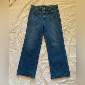 J. Crew Wide-Leg Flare Jeans in Medium Blue Denim